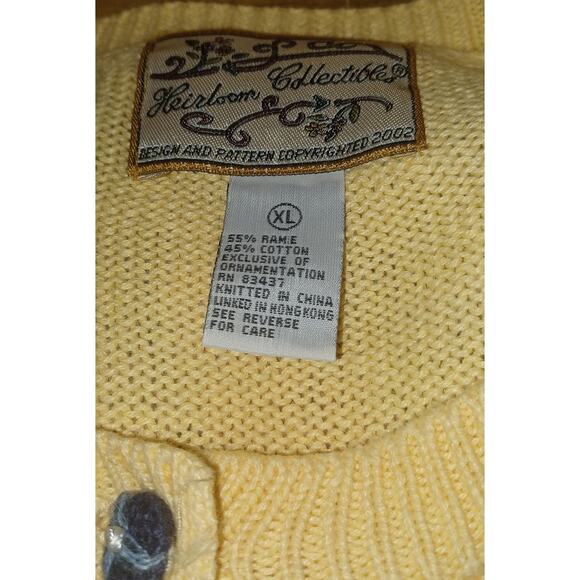 Vintage Heirloom Collectibles Butter Yellow Cardigan Fourth of July Women's XL - Picture 5 of 6